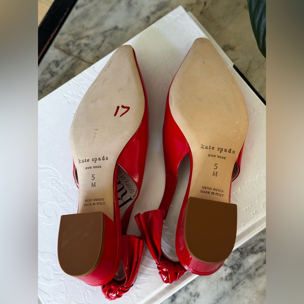 Kate Spade New York Red Patent Leather Slingbacks - Size 5M - Made in Italy NEW - Picture 6 of 6
